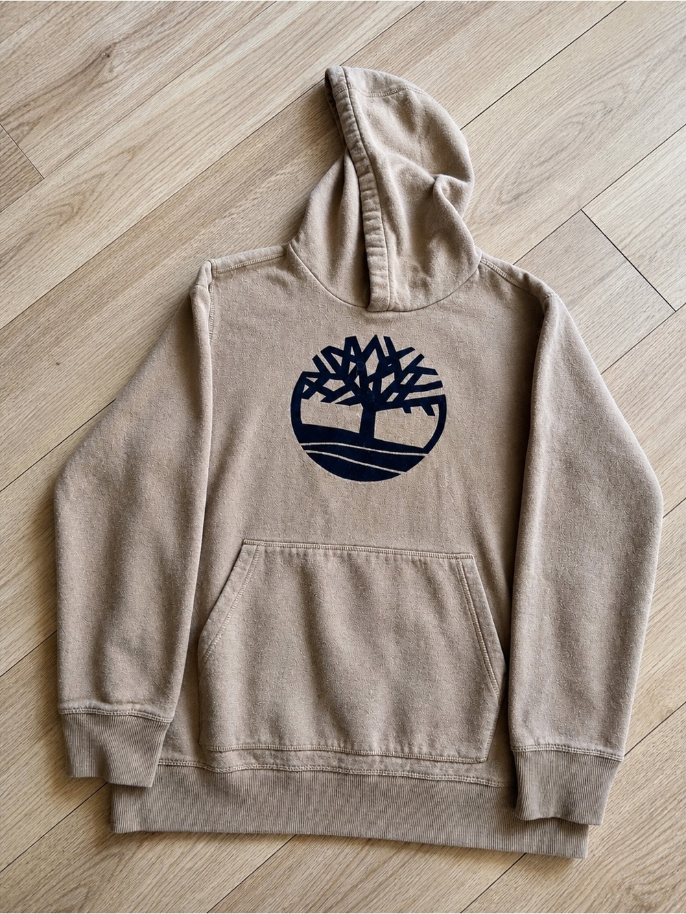 Timberland Tan Hoodie with Navy Tree Logo